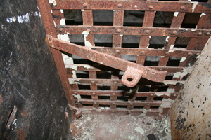 Eastern State Penitentiary Levers go into holes in wall